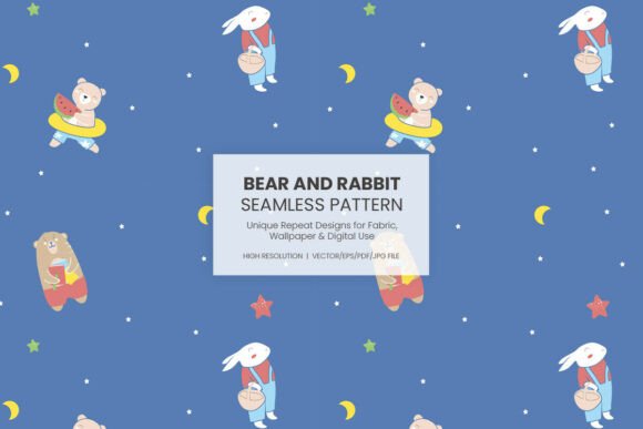 Bear and Rabbit Seamless Pattern Vector: A Versatile Design Resource for Creative Professionals