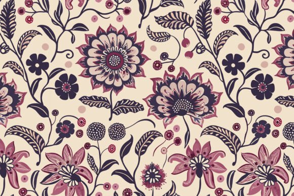 Block-printed Pattern Kalamkari Muhgal08: A Timeless Blend of Indian and Oriental Elegance