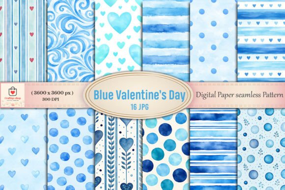 Blue Watercolor Valentine Paper for Creative Projects