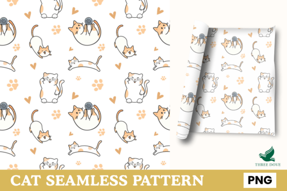 Cat Seamless Pattern - 06 for Modern Design Projects