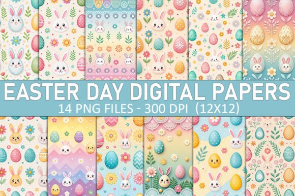 Easter Day Digital Paper Bundle for Creative Projects
