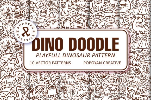 Explore the Dino Doodle – Playful Dinosaur Pattern Collection for Creative Projects