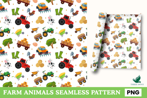 Farm Animals Seamless Pattern - 02: A Versatile Digital Design for Creative Projects