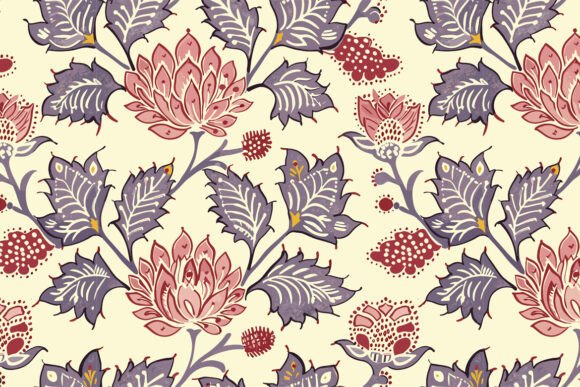 Indian Kalamkari Oriental Seamless Pattern 11