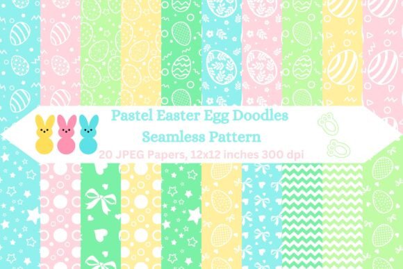 Pastel Easter Egg Doodles Digital Paper: A Creative Asset for Easter-Themed Designs