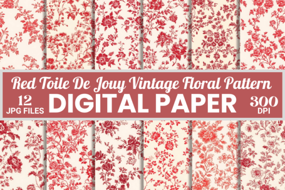 Red Toile De Jouy Vintage Floral Pattern: Timeless Design for Modern Creations