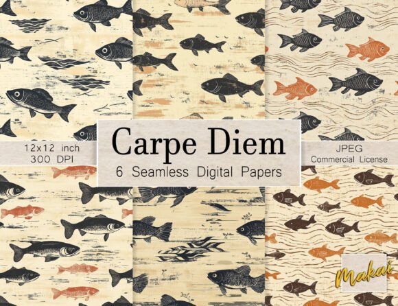 Reviving Nostalgia: The 6 Seamless Vintage Woodblock Fish Pattern Set and Its Place in Modern Design