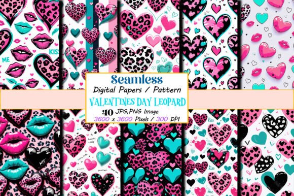 Seamless Valentine’s Day Leopard Pattern Design Set