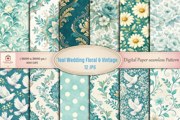 Teal Wedding Digital Paper Bundle: A Creative Must-Have for Your Special Day