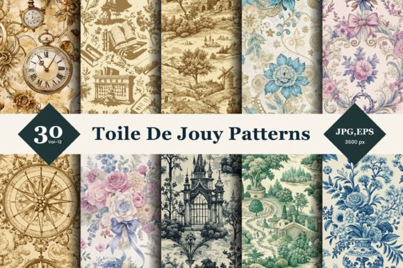 Toile De Jouy Seamless Pattern 12
