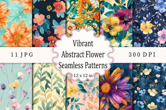 Vibrant Abstract Flower Seamless Pattern
