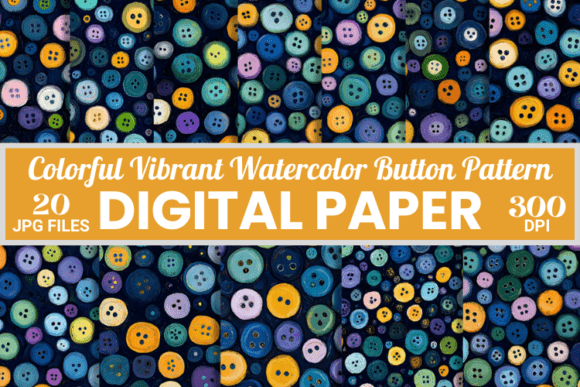 Vibrant Watercolor Button Digital Paper: A Versatile Creative Asset
