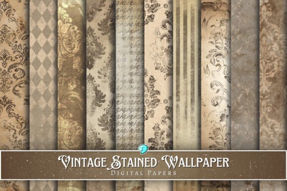 Vintage Stained Wallpaper Digital Papers for Creative Projects