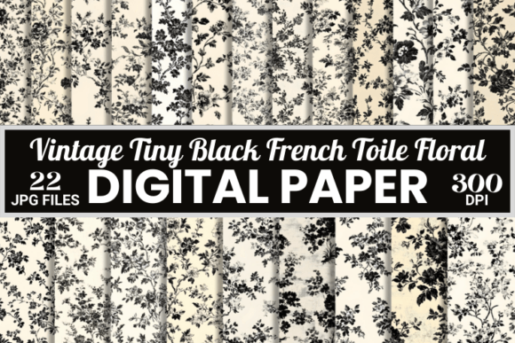 Vintage Tiny Black French Toile Pattern